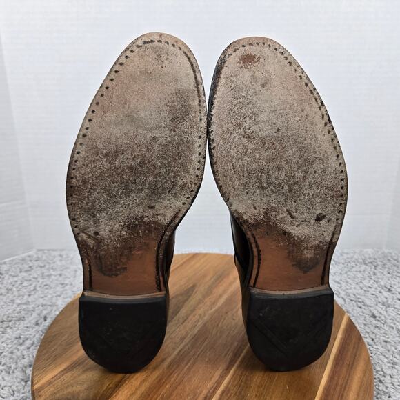 Allen Edmonds Mens 8.5D Fifth Avenue Black Cap Toe Brogue Oxford Dress Shoe - Picture 8 of 13